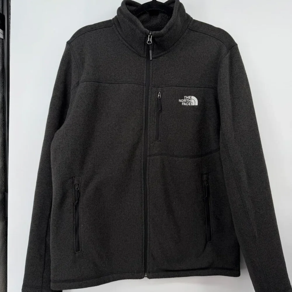 The North Face Sweater Fleece Jacket Men Black Full Zip Outdoor Midweight  L